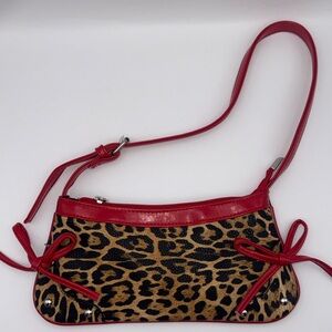 Leopard Print Mini Shoulder Bag – Red Trim Y2K Style Purse